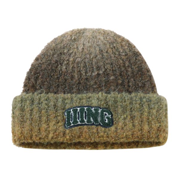 Wool blend vintage gradient embroidery knitted hat